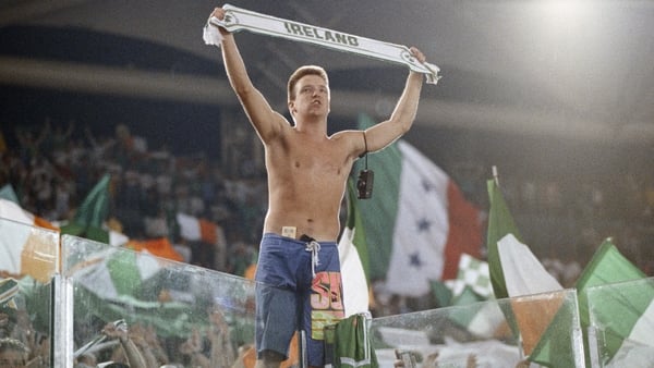Jubilant Republic of Ireland fans in the stands in Rome, circa 1990 (Pic: Slater, Arnold/Mirrorpix via Getty Images)