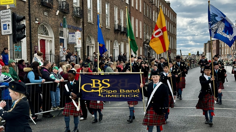 Limerick's CBS Pipe Band take to the streets of the city