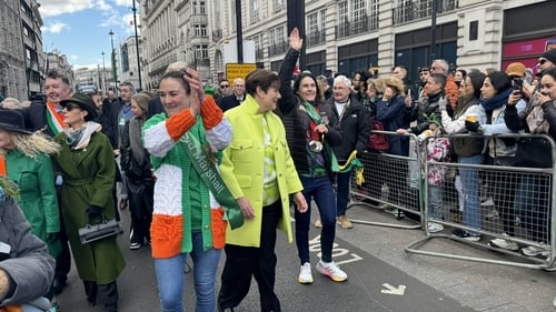 Kellie Harrington and Katie-George Dunlevy at the parade in London