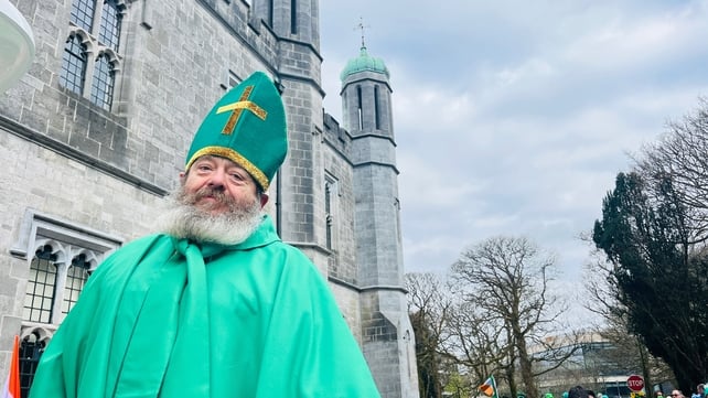 St Patrick pictured ahead Galway's parade in his honour