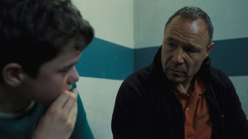 (L-R) Owen Cooper and Stephen Graham as Jamie and Eddie Miller in Adolescence