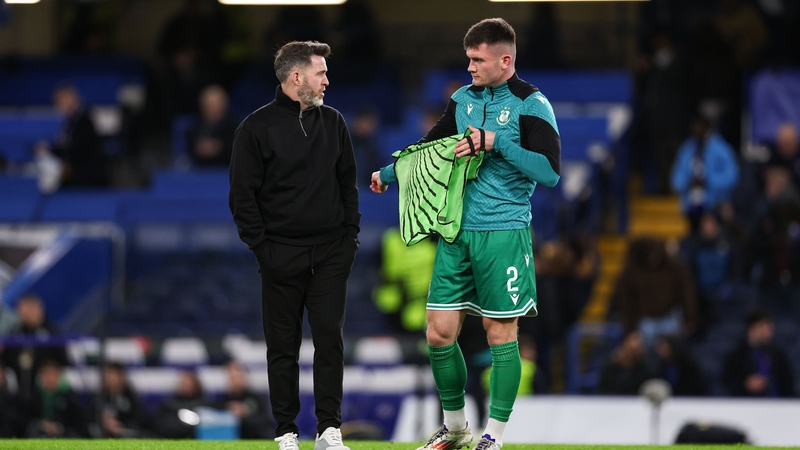 Shamrock Rovers manager Stephen Bradley with Josh Honohan ahead of their 19 December match against Chelsea