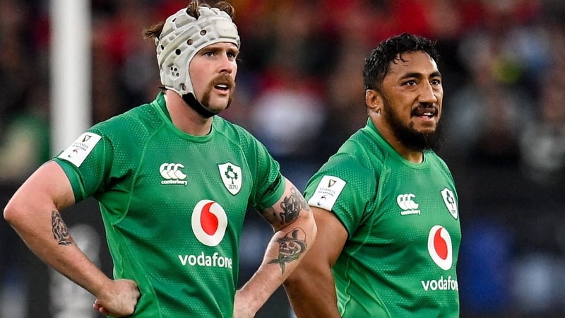 Mack Hansen (L) has been ruled out but Bundee Aki (R) will travel to Chicago