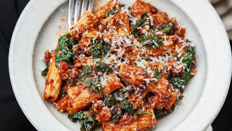 A vegetarian pasta dish can pack in protein with some tweaks.