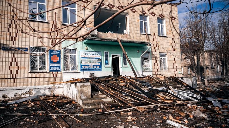 A Russian drone attack destroyed a hospital building in Krasnopillia, Sumy Oblast, Ukraine