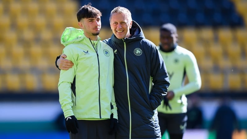 Heimir Hallgrimsson chats with Rocco Vata while training at the Hristo Botev Stadium