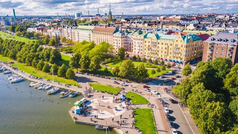 An aerial view of Helsinki, Finland