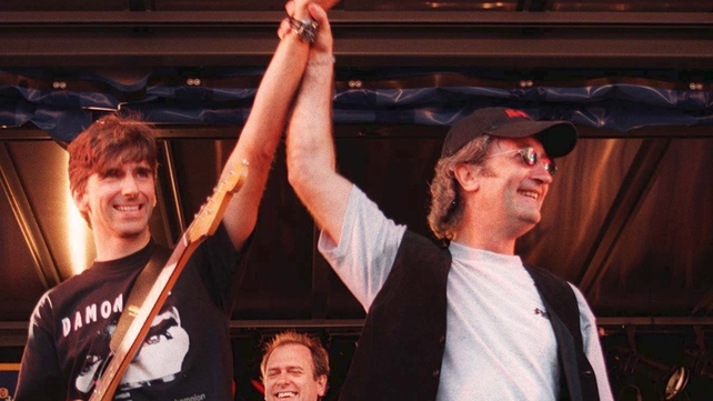 Damon Hill and Eddie Jordan ahead of the 1997 Silverstone Grand Prix
