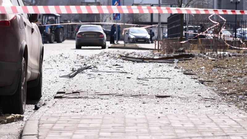 Destroyed buildings after a previous drone attack in Leninsky in Russia last week
