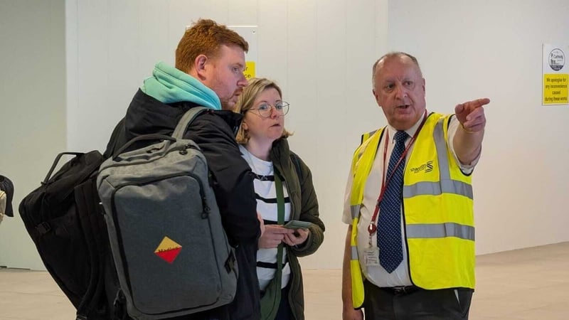 Passengers and staff at Shannon Airport this morning
