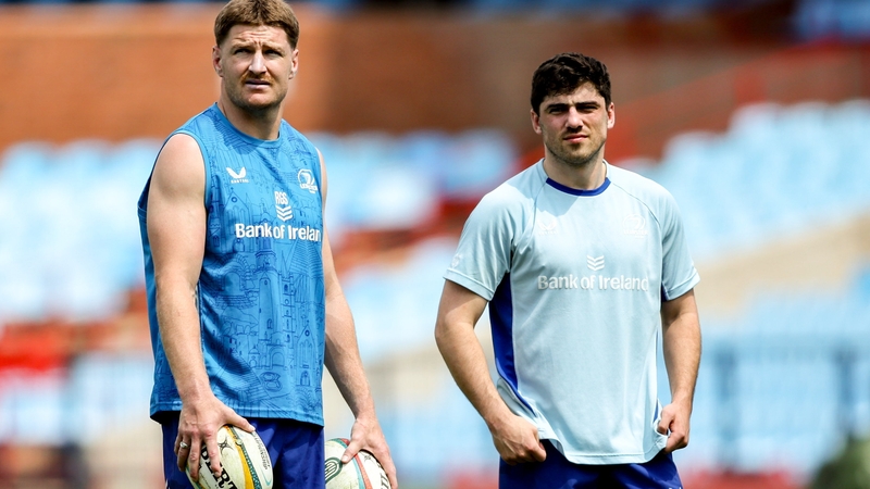 Leinster's Jordie Barrett and Jimmy O'Brien at the captain's run on Friday