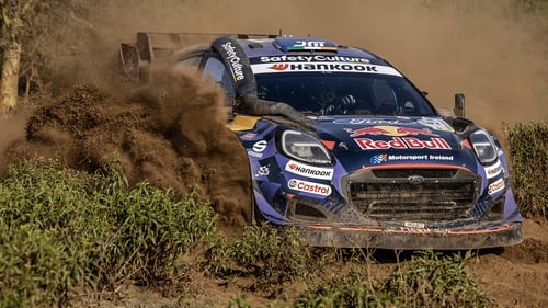 Josh McErlean steers his Ford Puma Rally1 with co-driver Eoin Treacy