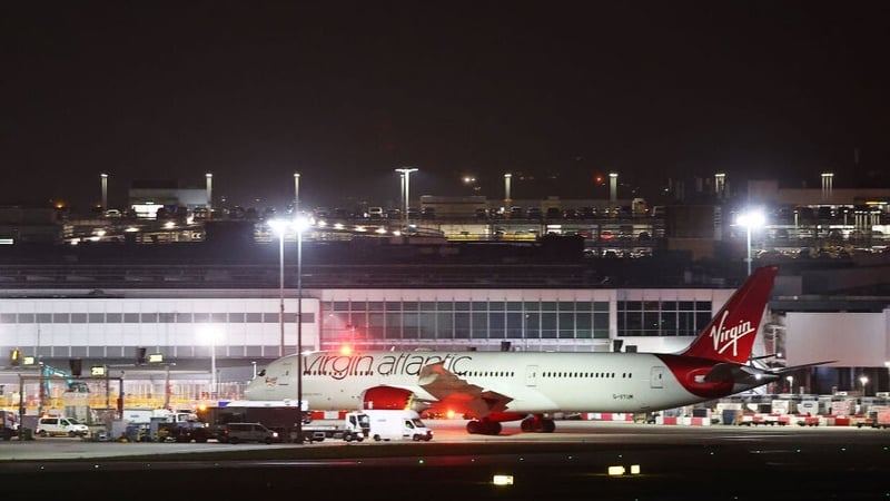 A Virgin Atlantic aircraft arrives at Heathrow Airport this evening after being repositioned from London Gatwick