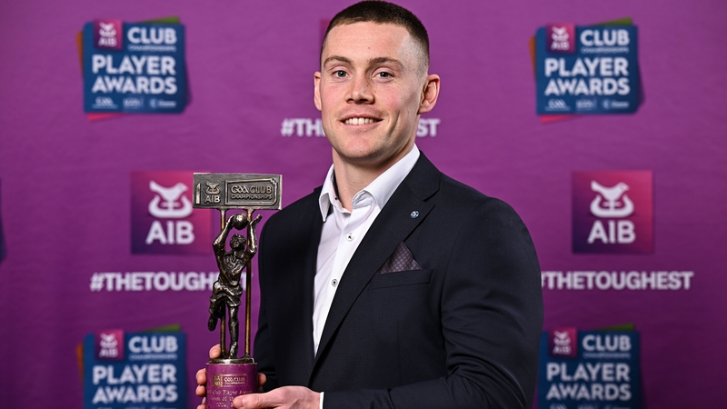Cuala footballer Con O'Callaghan with his award