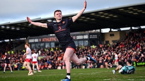Ross McQuillan scored Armagh's first goal in their 15-point win over relegated Derry