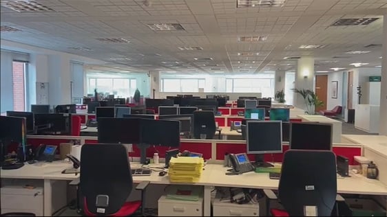 BNP Paribas Ireland's empty office as employees work from home in 2020.
