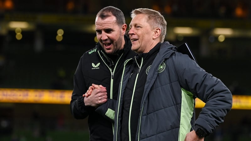 John O'Shea and Heimir Hallgrimsson after the 2-1 win in Dublin
