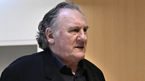 Gérard Depardieu (pictured at the Tribunal de Paris on Monday) - The trial relates to allegations of sexual assault during the filming in 2021 of Les Volets Verts (The Green Shutters)