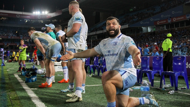 Rabah Slimani looks on front the sideline as Leinster's winning run comes to an end