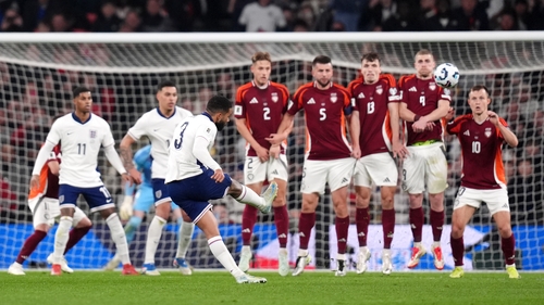 England's Reece James scores the first goal
