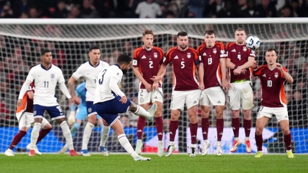 England's Reece James scores the first goal