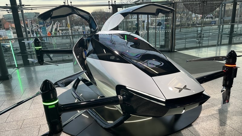 Xpeng's X2, a flying car, was on display at its official launch event in Dublin