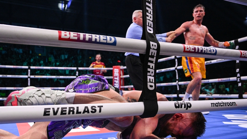 Lewis Crocker was floored after the bell and won by disqualification