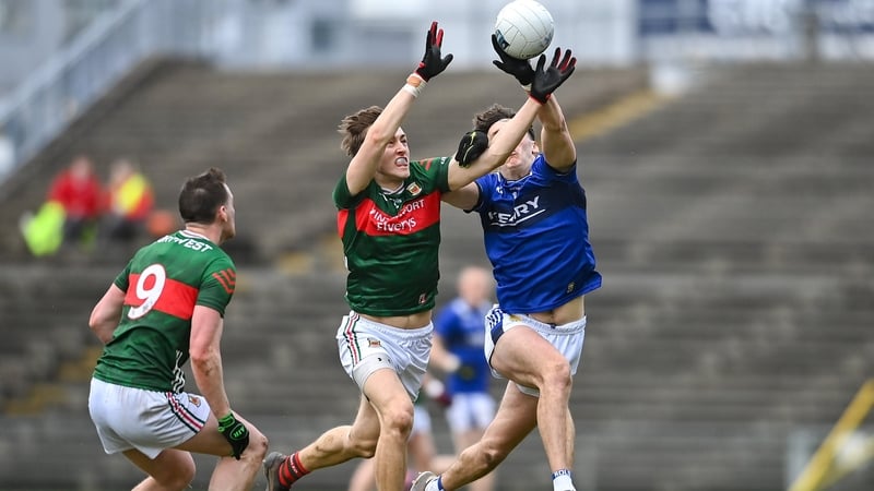 Donnacha McHugh of Mayo (L) in action against David Clifford of Kerry during the clash between the sides on 1 March in Castlebar