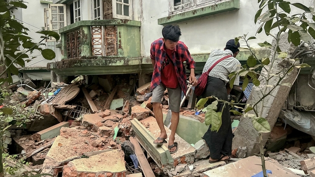 Damage to a building in Naypyidaw