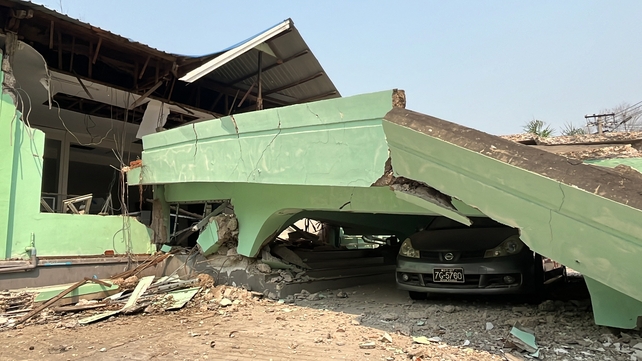 Damage to part of a hospital emergency department in Naypyidaw