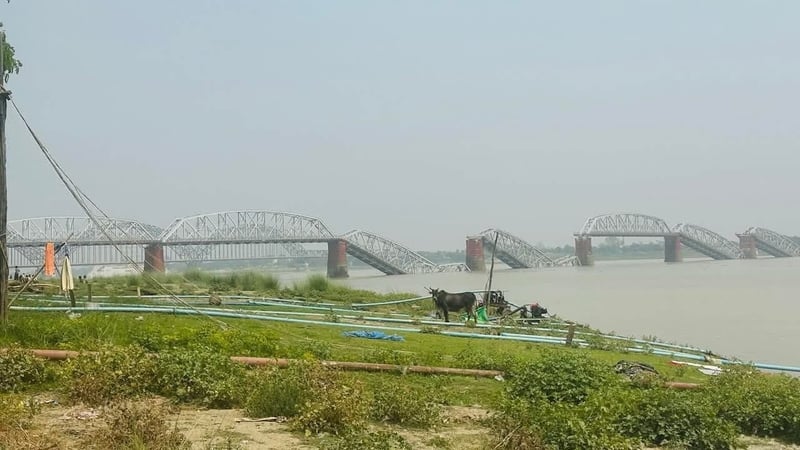 There was extensive damage to the Ava Bridge that crosses the Irrawaddy River between Mandalay and Sagaing
