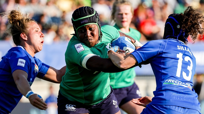 Ireland's Linda Djougang, in action against Italy during their defeat in Parma in 2023