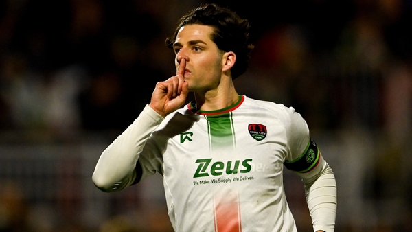 Ruairí Keating celebrates his goal against Drogheda United