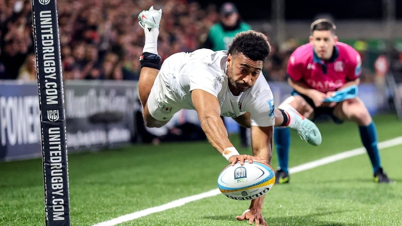 Robert Baloucoune dots down for Ulster