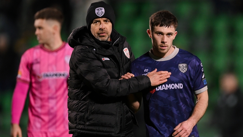 Derry City manager Tiernan Lynch and Adam O'Reilly