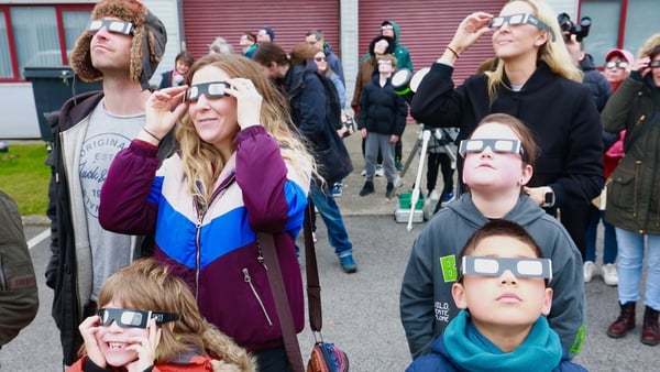 People at the Astronomy Ireland headquarters at Blanchardstown hoping to catch a glimpse of the solar eclipe (Pic: Rolling News)