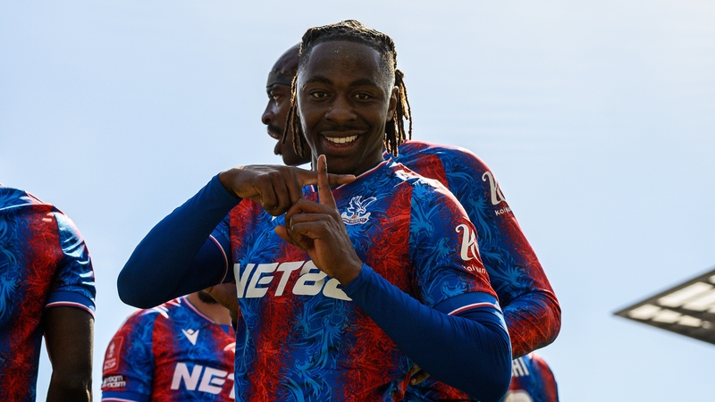 Eberechi Eze celebrates after opening the scoring at Craven Cottage