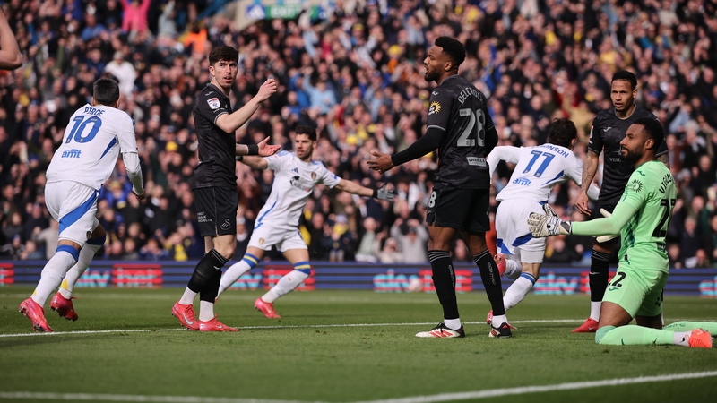 Brenden Aaronson scores for Leeds in the opening minute