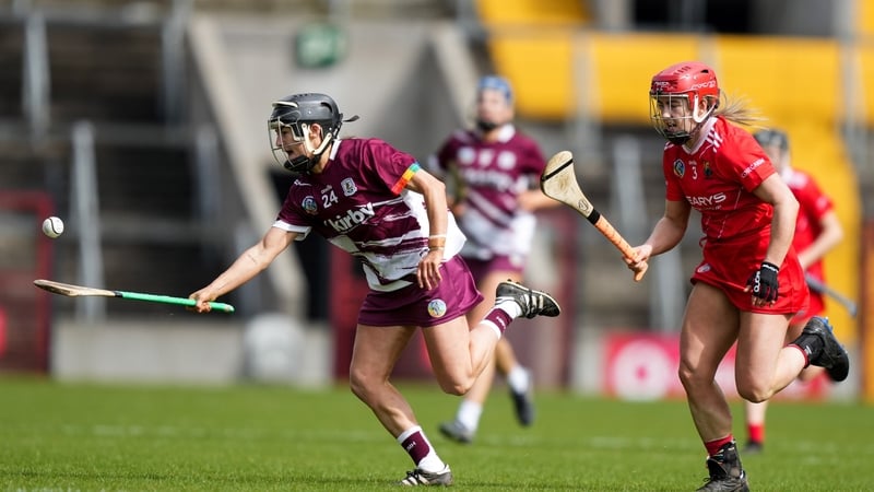 Galway's Aoife Donohue (L) scored heavily against Cork. Picture: INPHO/James Lawlor