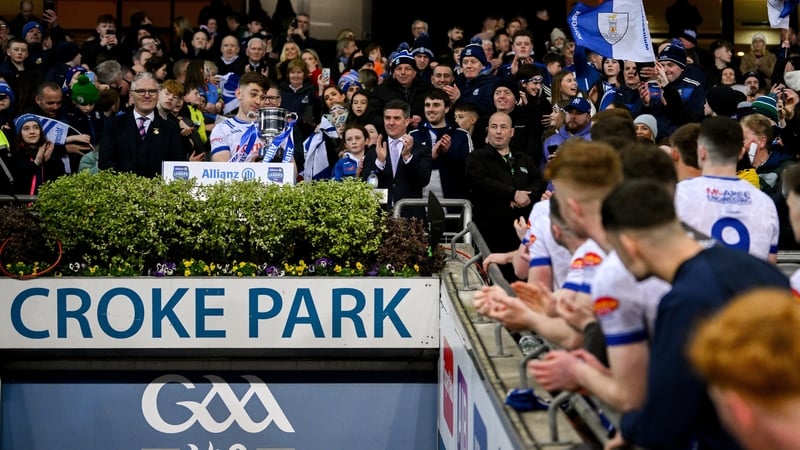 Monaghan captain Mícheál Bannigan with the Division 2