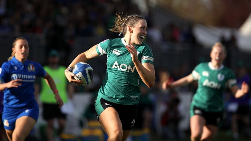Anna McGann scored her third, and Ireland's eighth try, in the final play of the game