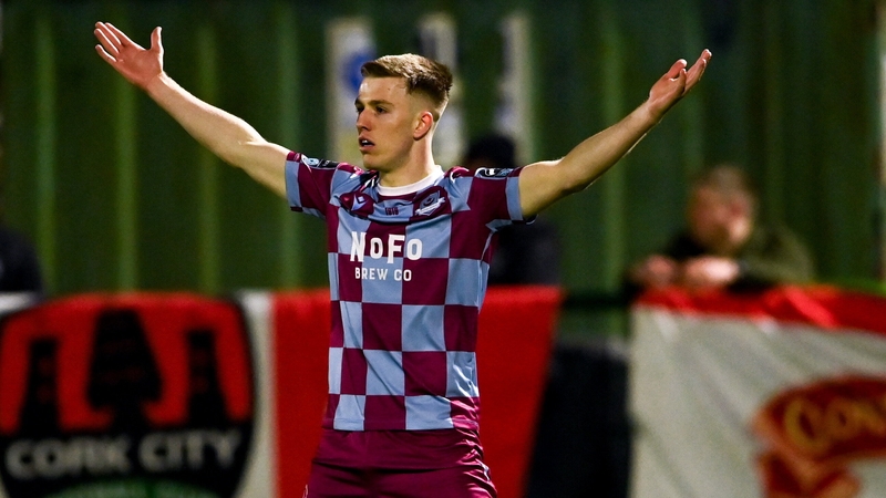 Warren Davis reacts after his goal was ruled out against Cork City