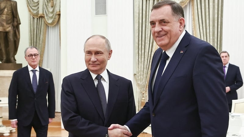 Vladimir Putin and Milorad Dodik pictured at the Kremlin