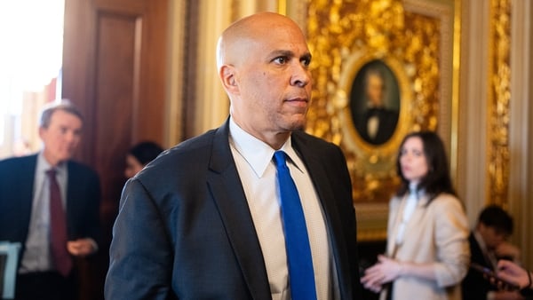 Senator Cory Booker, seized command in the chamber at 7pm (midnight Irish time) yesterday