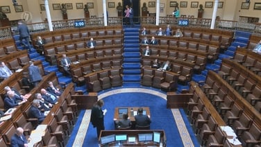 Sinn Féin, Labour and Independent Ireland deputies walk out of Dáil chamber