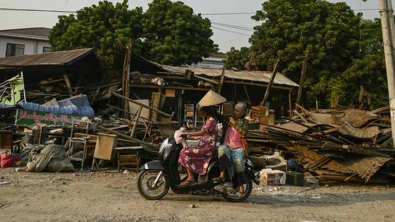 A collapsed building in Sagaing, Myanmar