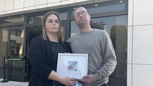 Eimear McCarthy and her partner Eddie Rigney outside the inquest today