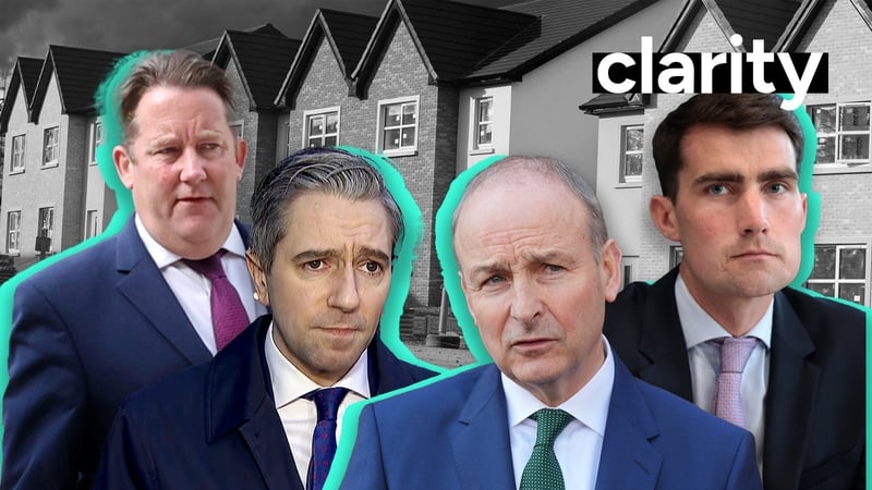 Minister Darragh O'Brien, Tánaiste Simon Harris, Taoiseach Micheál Martin and Minister Jack Chambers have come under pressure over housing figures during the General Election
