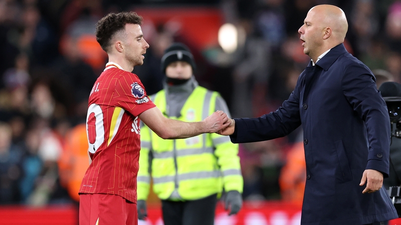 Diogo Jota (L) was the match-winner for Arne Slot's Liverpool midweek