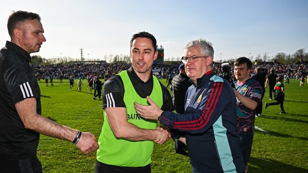 Kevin McStay with Sligo selector Aaron Kernan after the game